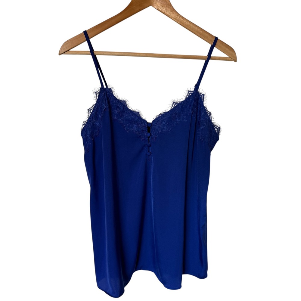 Shinestar Royal Blue‎ Lace Trim Cami Top Women's Medium Spaghetti Strap